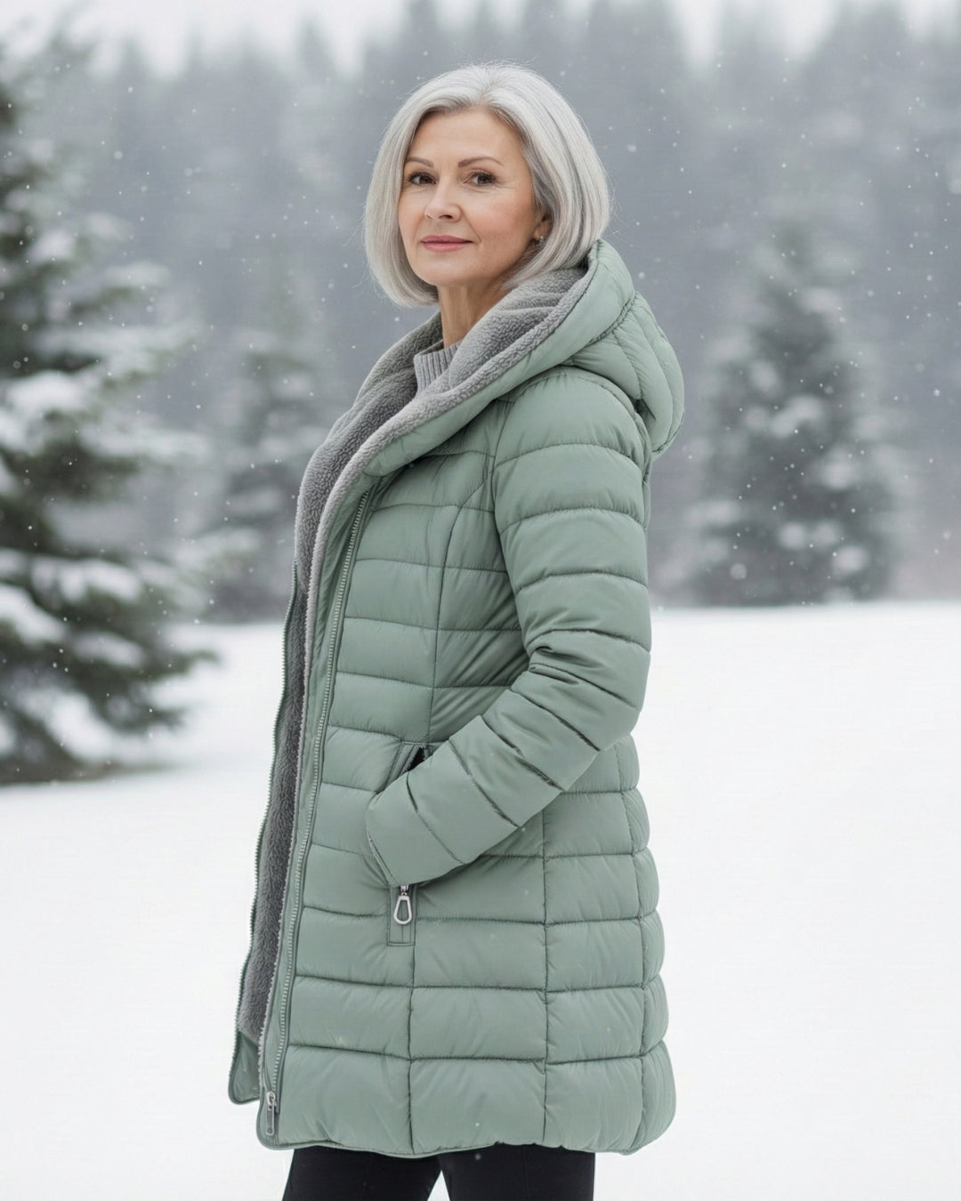 Georgina | Puchowy płaszcz z polarową podszewką