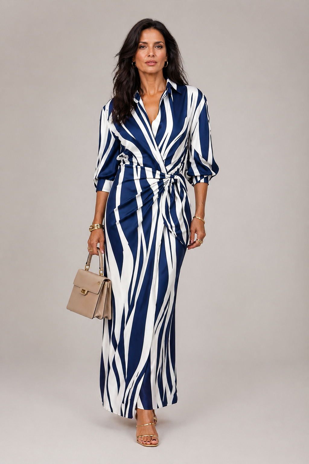Martyna | Sukienka Maxi w Pionowe Paski