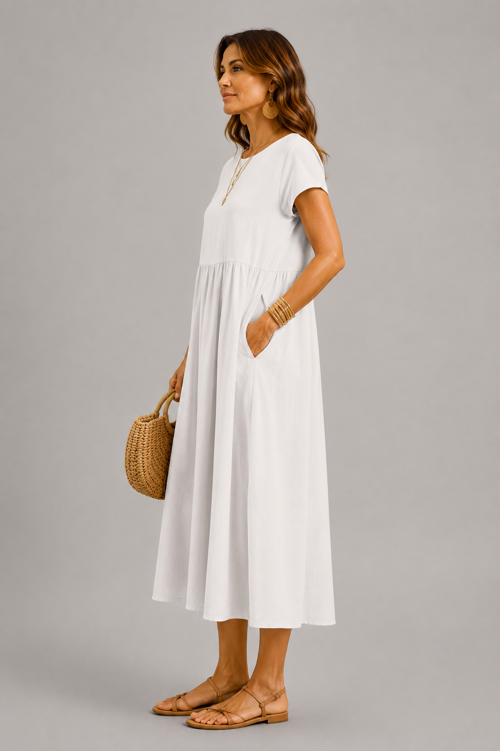 Daria | Elegancka Biała Sukienka Midi