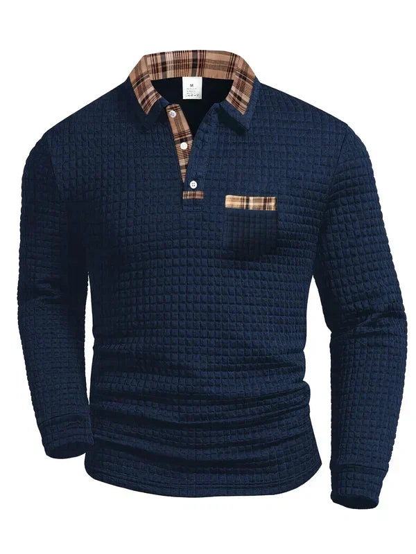 Comfortable men's long-sleeved polo shirt