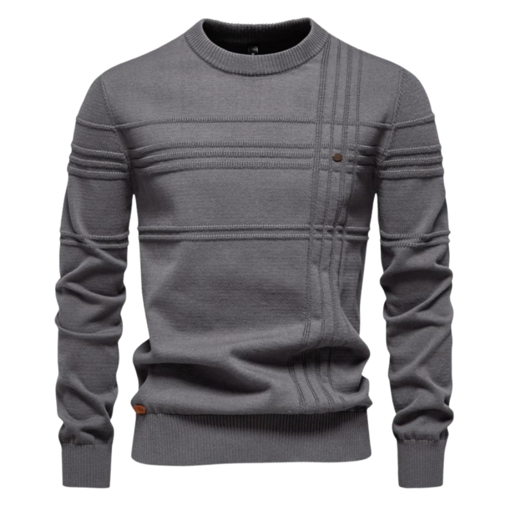 Cotton Men's Sweater with Stripe Design