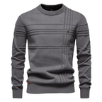 Cotton Men's Sweater with Stripe Design