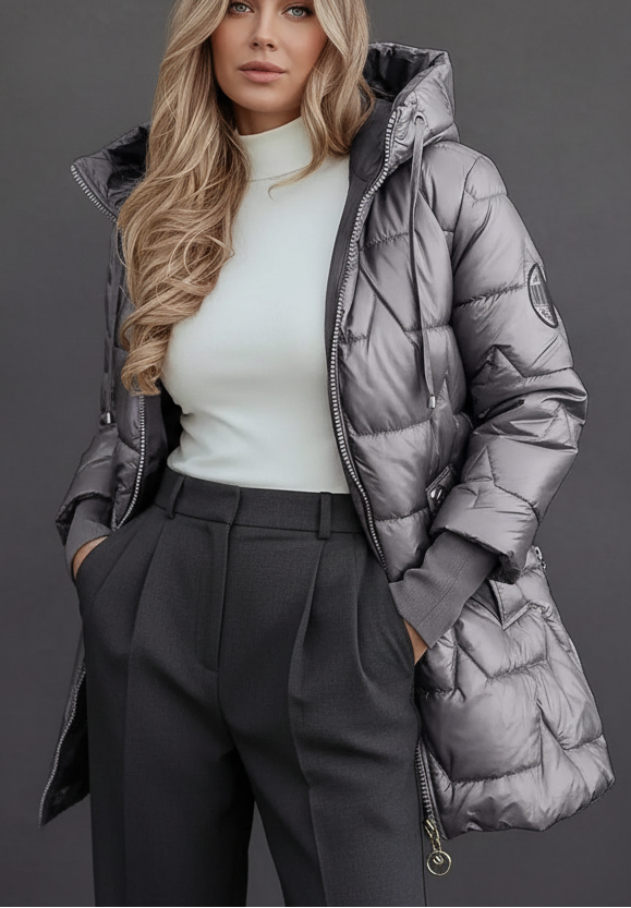 Cristelle™ | Lekki, pikowany płaszcz z kapturem