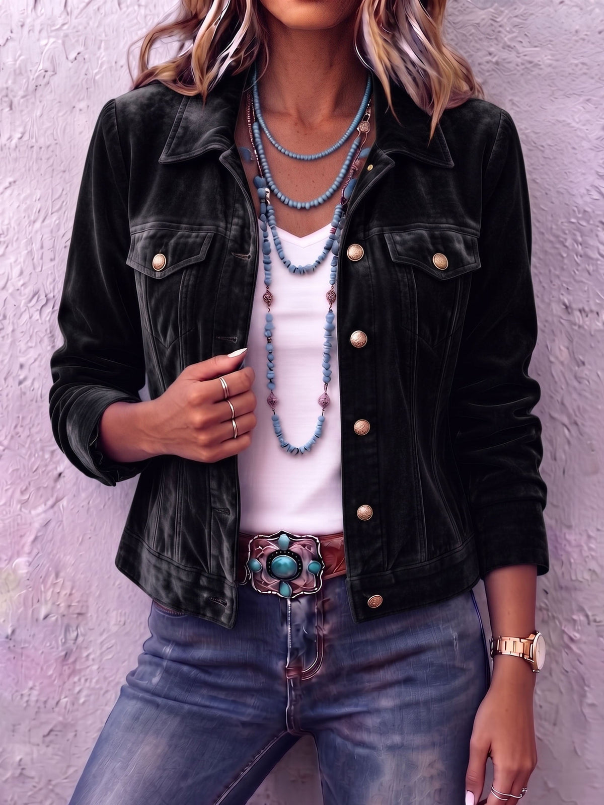 Dianne | Aksamitna kurtka boho w stylu vintage